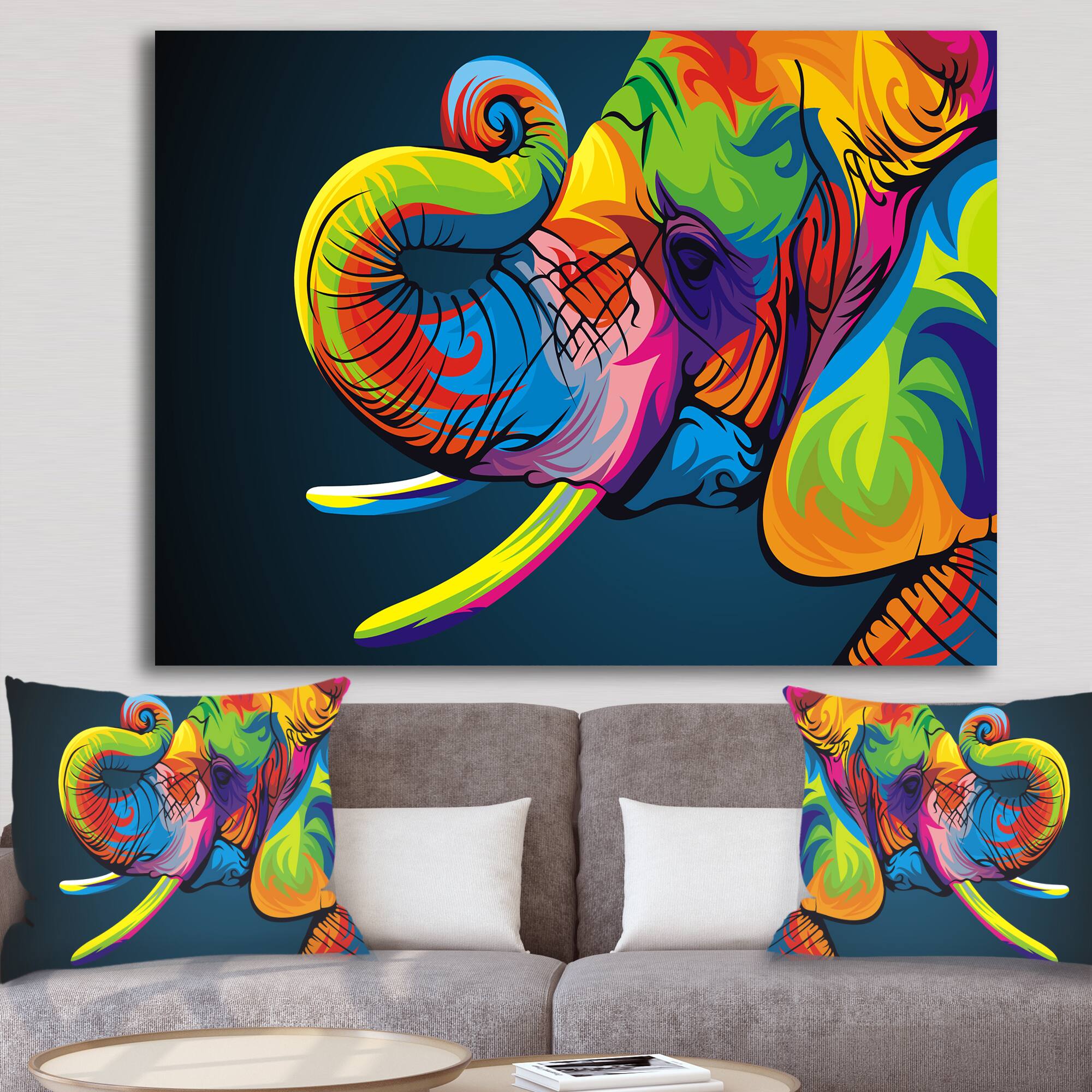 Designart - The Happy Rainbow Elephant